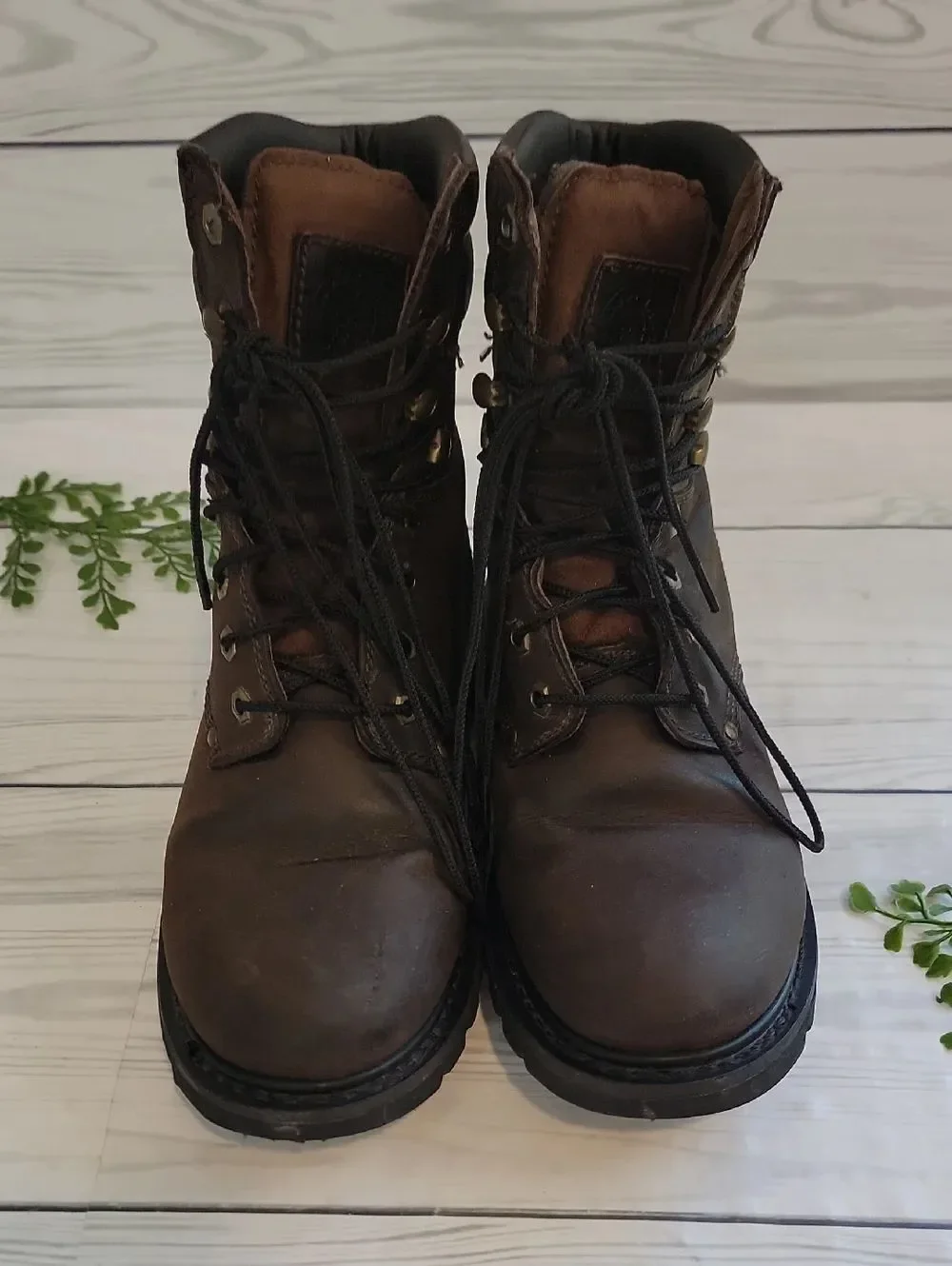 Western Chief Leather Men's Brown Lace-Up Work Boots Size 8.5